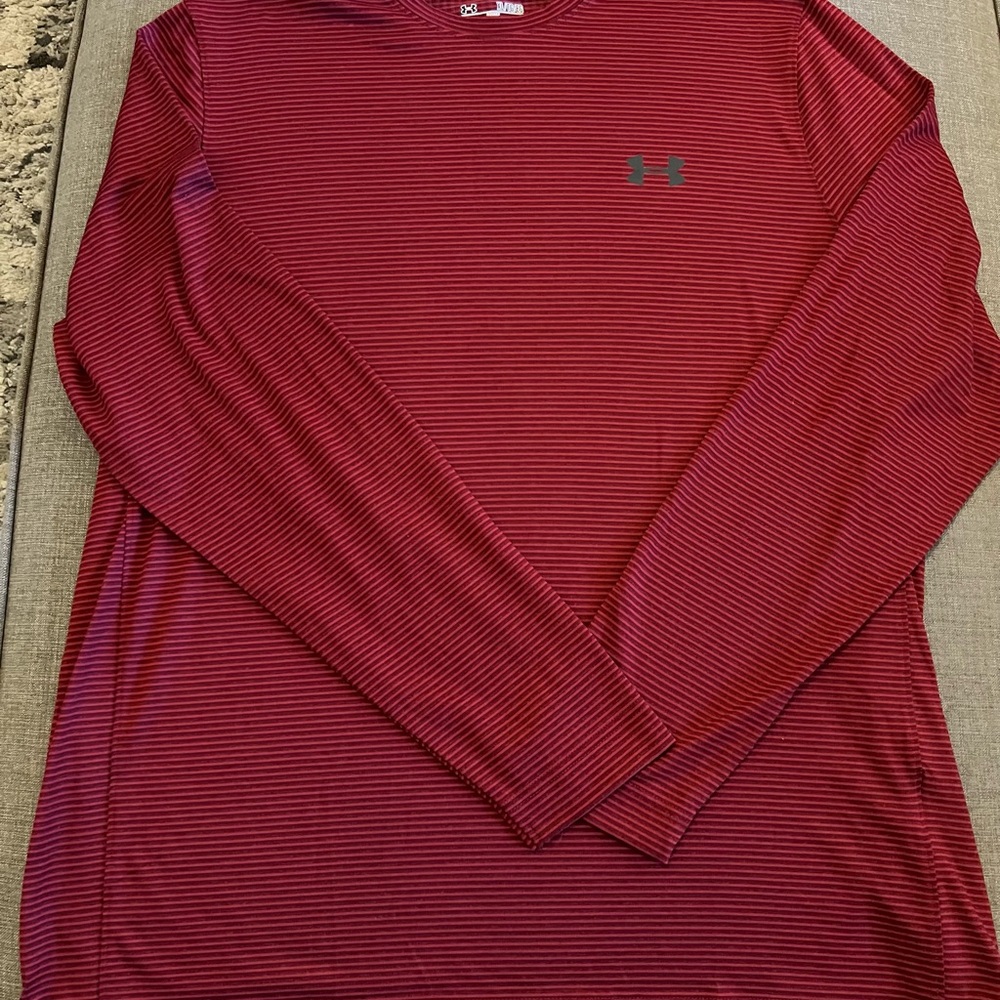 Under Armour Men's Burgundy Striped Long Sleeve Tee